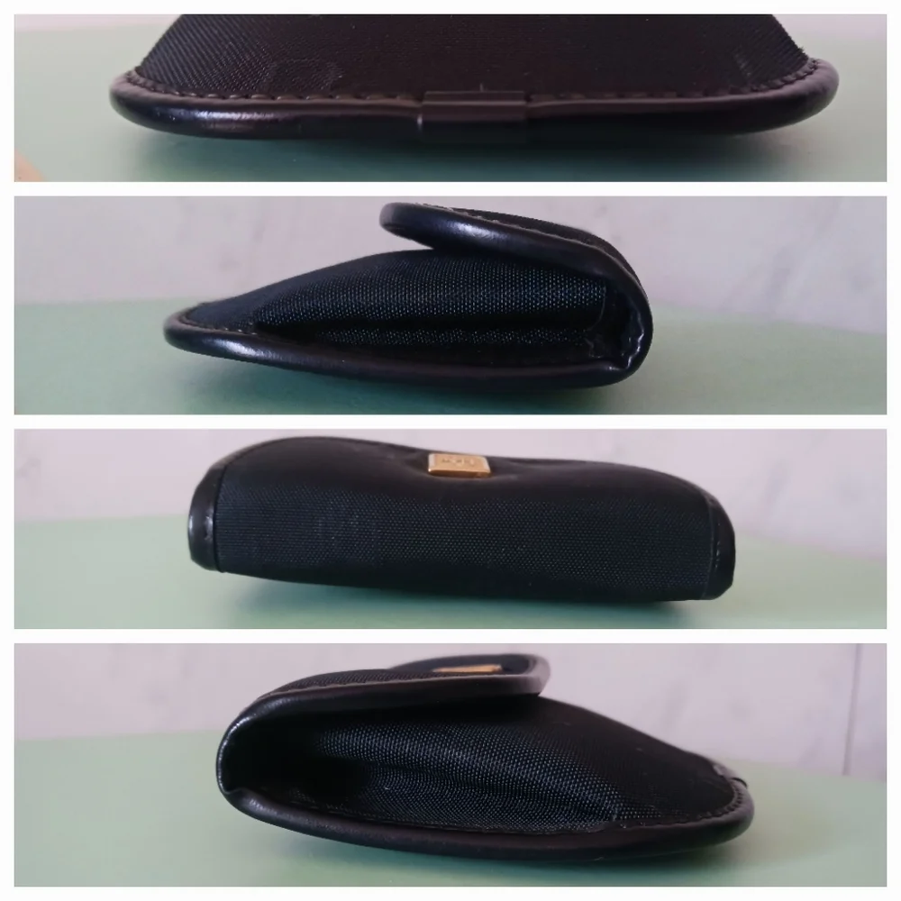 Dior Vintage Black Diorissimo Monogram Flap Coin Purse Pouch